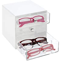 mDesign Cajas para gafas de sol – Cajoneras de plástico con 3 compartimentos – Organizador de armarios para guardar todo…